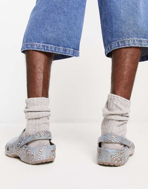 Crocs classic topographic clogs in beige blue | ASOS