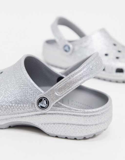 Crocs - Classic - Zilverkleurige klompen met glitter, 2 van 4