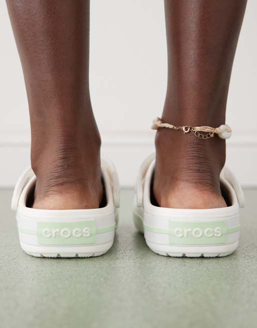Crocs Crocband clogs in white/green | ASOS display picture 2