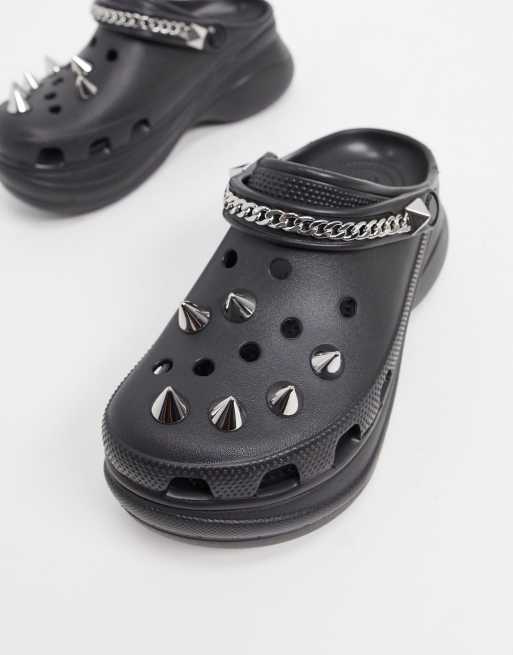 Black spiked hot sale crocs