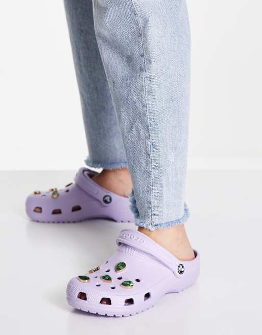 Crocs exclusive classic clogs with removable gems in lavender | ASOS