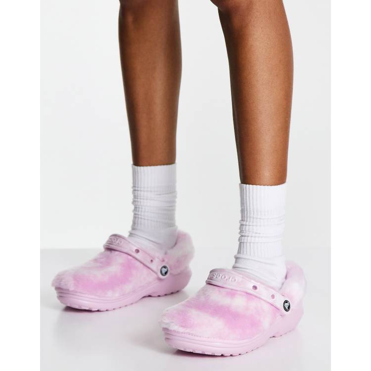 Fur crocs pink on sale