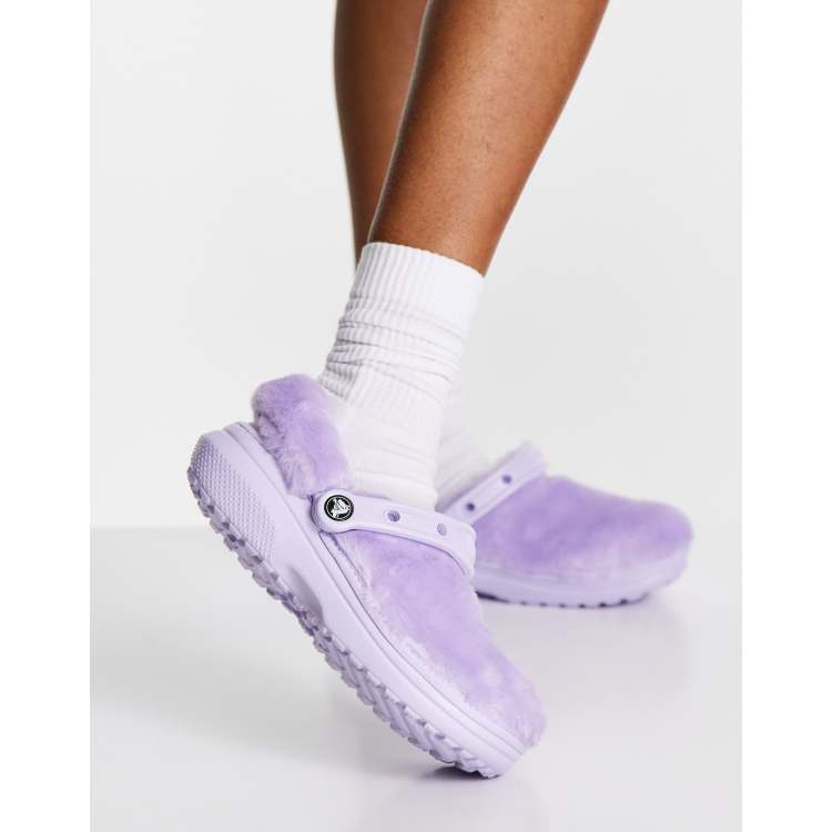 Crocs Fur Sure classic lined clogs in lavender | ASOS