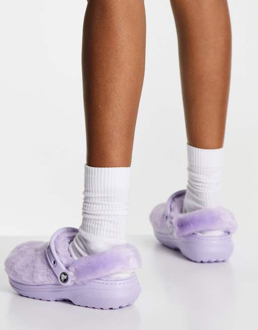 Lavender fur 2025 lined crocs