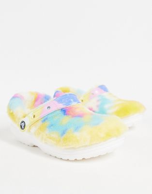 Crocs Fur Sure classic lined clogs in rainbow