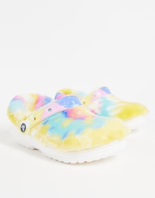 Crocs Fur Sure classic lined clogs in rainbow