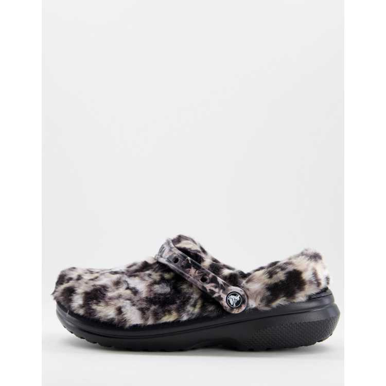 Leopard crocs with outlet fur