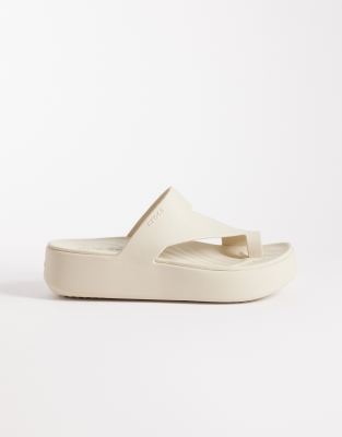 Crocs Getaway Platform Toe Loop Sandals In Neutral