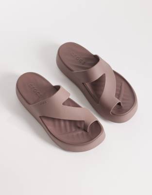 Getaway - Sandales à plateforme avec boucle à l'orteil - Truffe-Brown 38-39