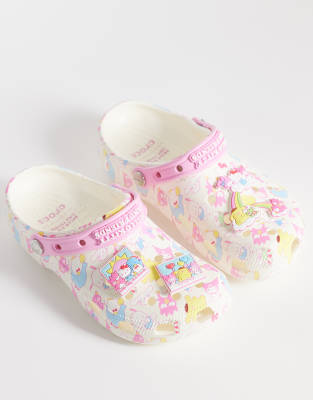 Crocs Hello Kitty Classic Platform Clogs In Animal Print