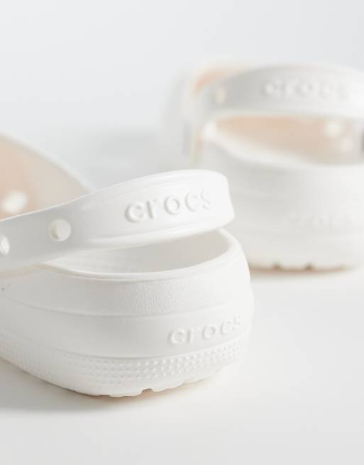 Crocs - Kalkfarvede klassiske ballerin-clogs, 3 af 4