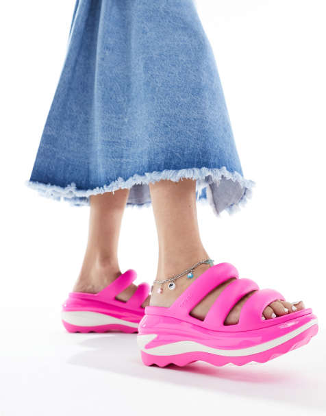 Crocs Mega crush 3 strap sandals in pink crush - view 1