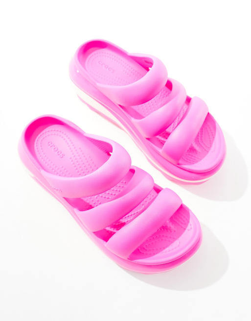 Crocs Mega crush 3 strap sandals in pink crush | ASOS