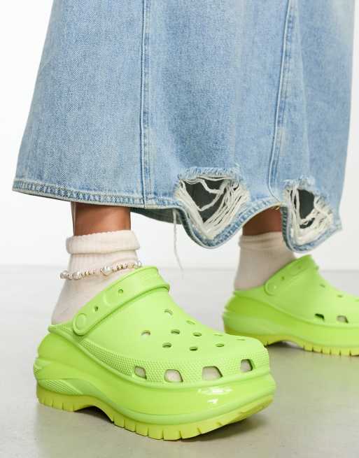 Platform crocs lime green new arrivals