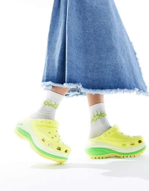  Crocs Mega Crush clogs in neon yellow