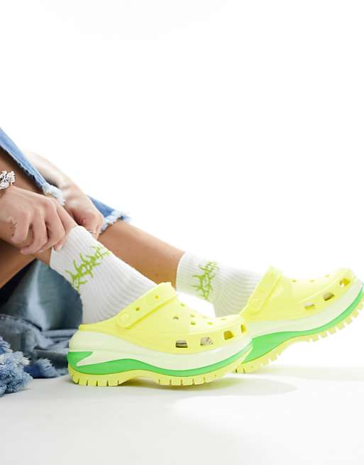 Crocs Mega Crush clogs in neon yellow | ASOS Crocs Mega Crush clogs in neon yellow | ASOS