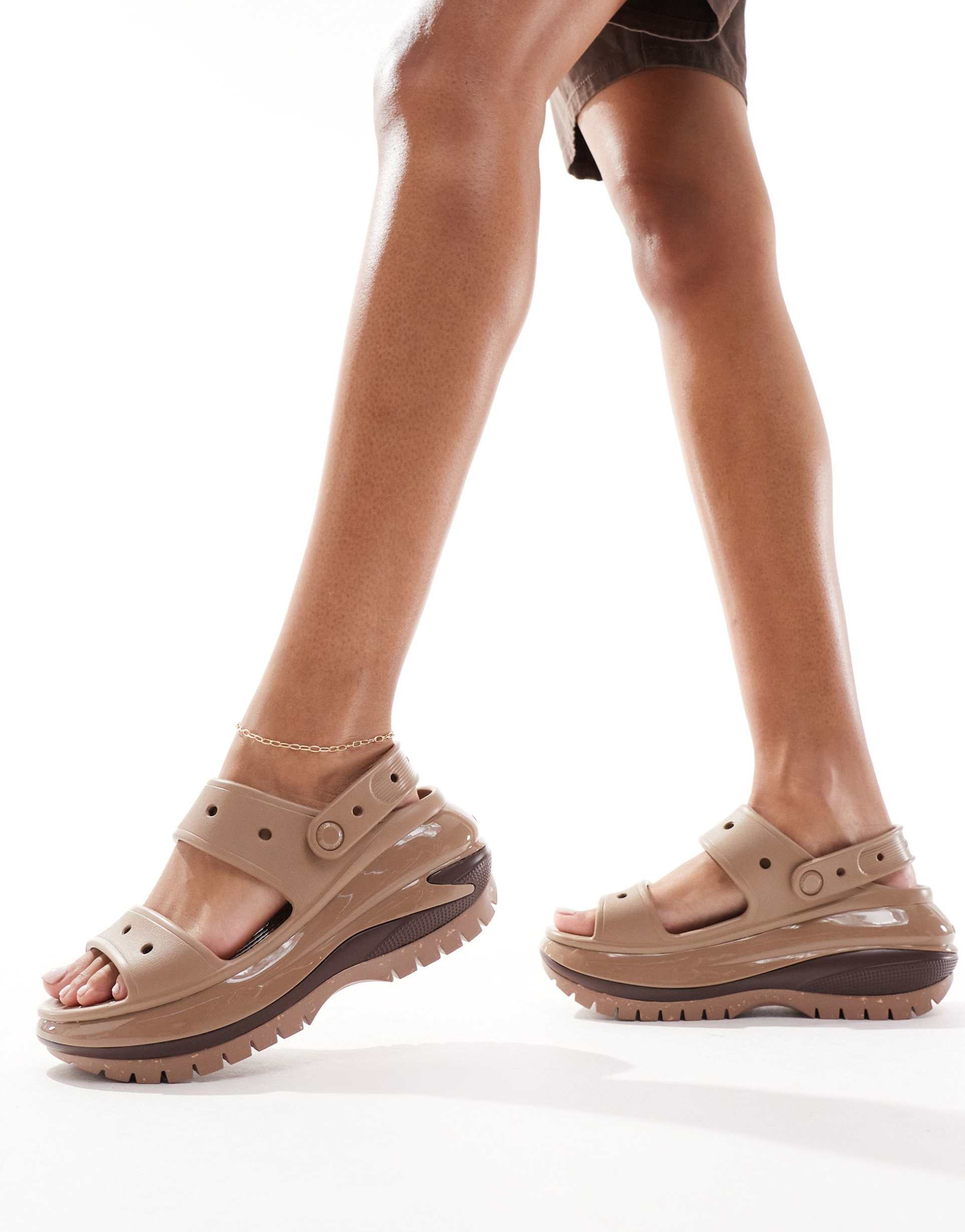 crocs mega crush sandals in latte