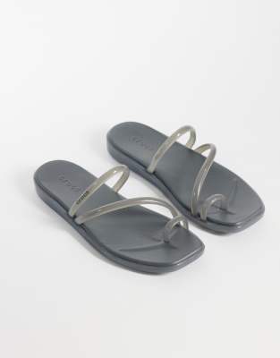 Crocs Miami Jelly Toe Loop Sandals In Black
