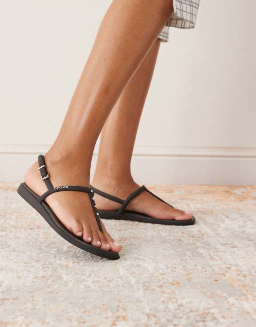 Crocs Miami studded thong flip in black, 2 of 4