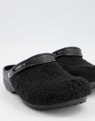 furry black crocs