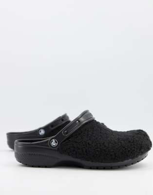 black furry crocs
