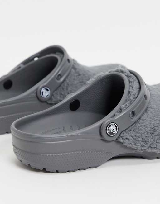 Grey store furry crocs