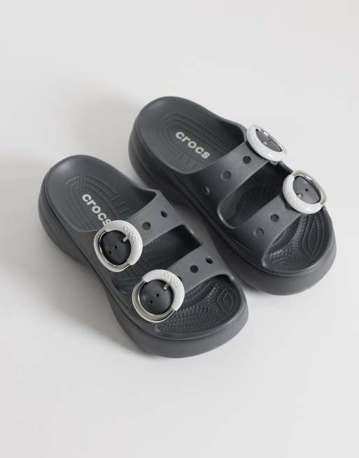 Crocs Platform Buckle Sandals in black, 2 of 4