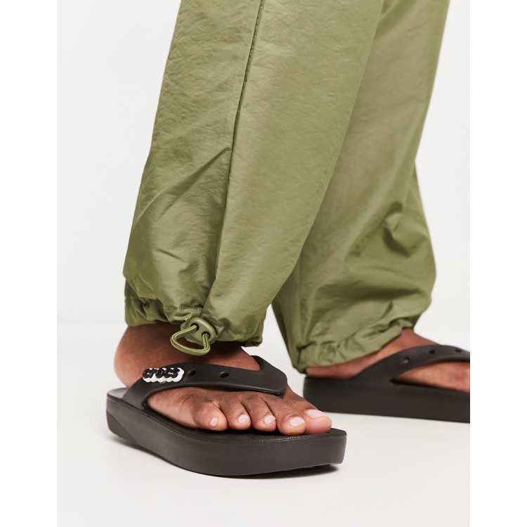 Crocs platform flip flops in black ASOS