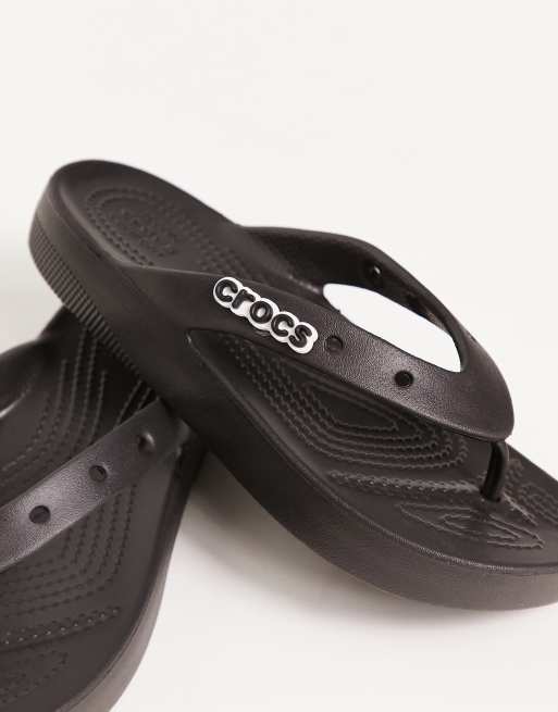 Crocs platform flip flops in black