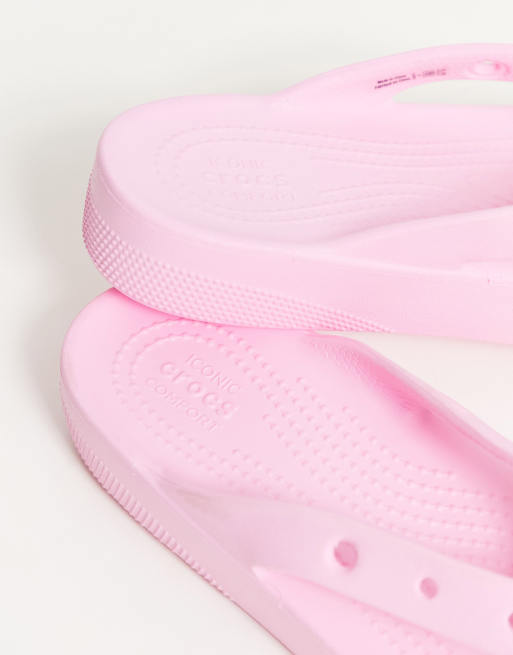 Crocs platform flip flops in flamingo