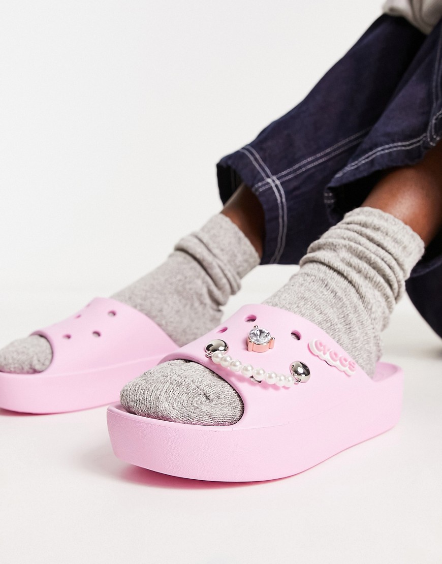 Crocs Platform slide sandals in flamingo-Pink