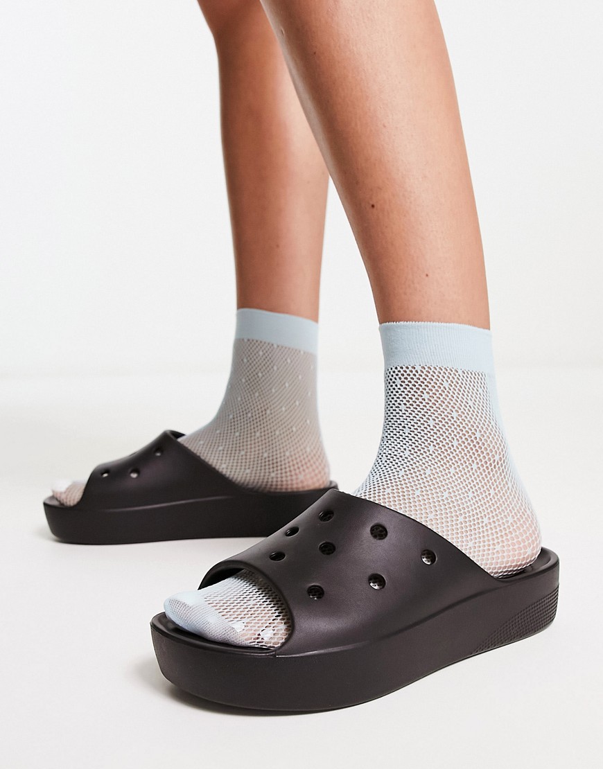 Crocs platform slider sandals in black
