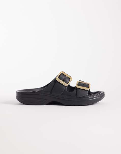 Crocs - Saturday - Metallic sandalen met gesp in zwart - view 1