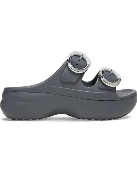 Crocs Saturday platform buckle clog in dark grey - view 1