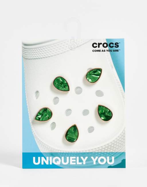 Crocs - Set van 5 jibbitz met groene siersteentjes