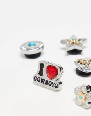 Crocs Silver I Heart Cowboys 5 Pack Jibbitz-multi