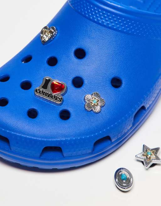 Crocs Silver I heart cowboys 5 pack jibbitz | ASOS