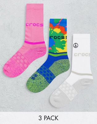 Crocs socks 3 pack in graphic prints