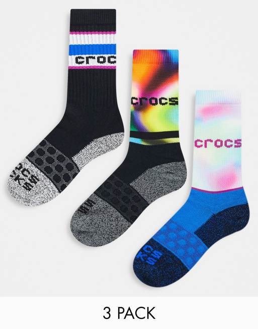 Crocs socks 3 pack stripe in stripe graphic prints ASOS