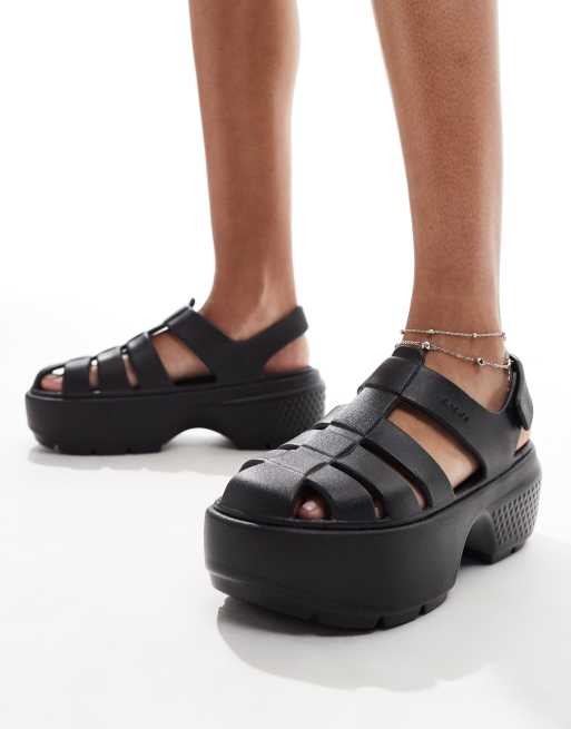 Crocs Stomp fisherman sandal in black ASOS