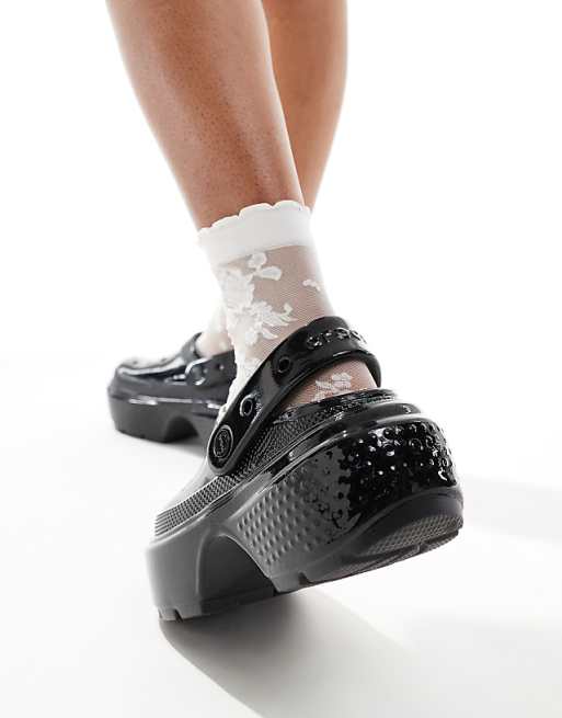 Crocs Stomp high shine clogs in black | ASOS Crocs Stomp high shine clogs in black | ASOS