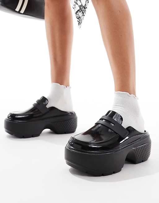 Crocs stomp high shine loafer in black | ASOS Crocs stomp high shine loafer in black | ASOS