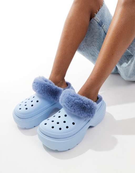 Crocs Stomp lined clog in blue ASOS