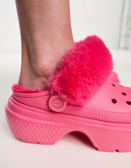 Womens pink store lined crocs