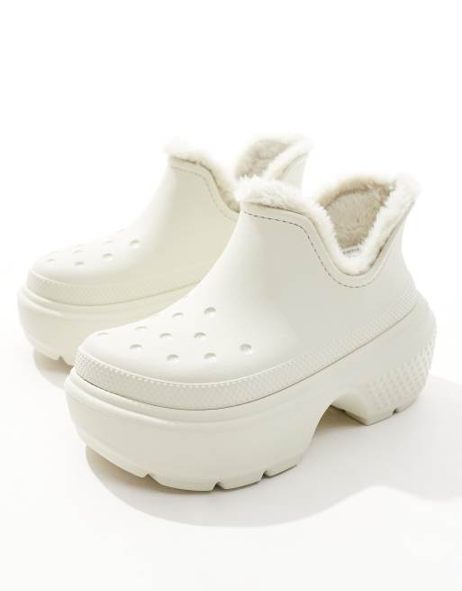Crocs stomp lined shorty boot in cream | ASOS