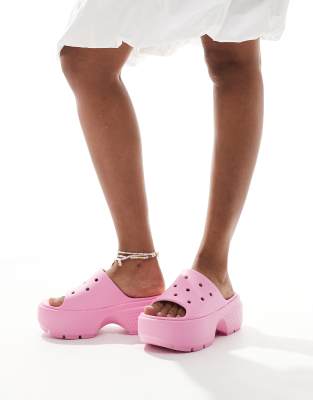 Crocs - Stomp - Pantoletten in Rosa Tweed