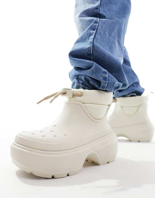 Crocs Stomp puff boots in stucco