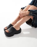 [Crocs] Crocs Stomp stacked sliders in black 37-38 BLACK