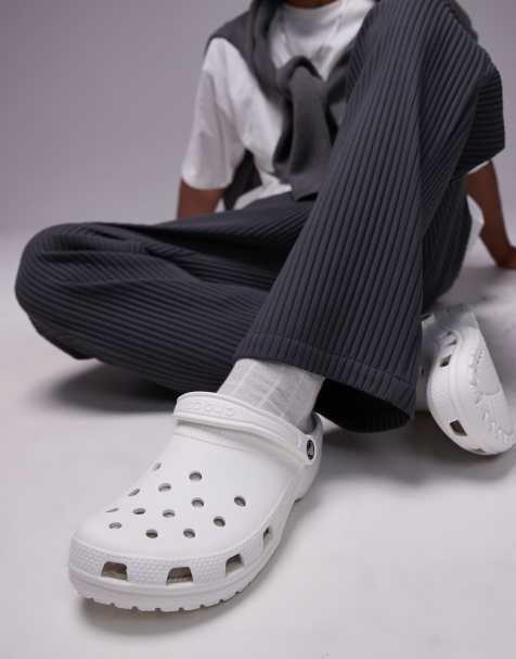 Crocs unisex classic clogs in white - view 1