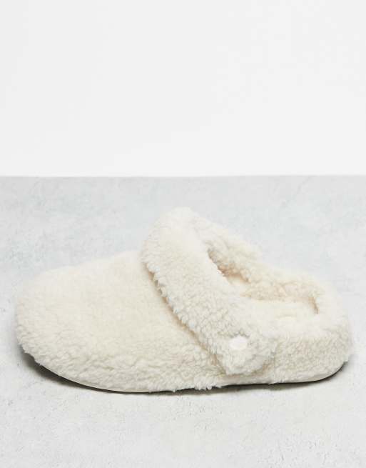 Crocs - Unisex - Classic Cozzzy - Cremehvide hjemmesko i fleece